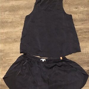 lunya Navy Silk Tank & Short Sleep Set